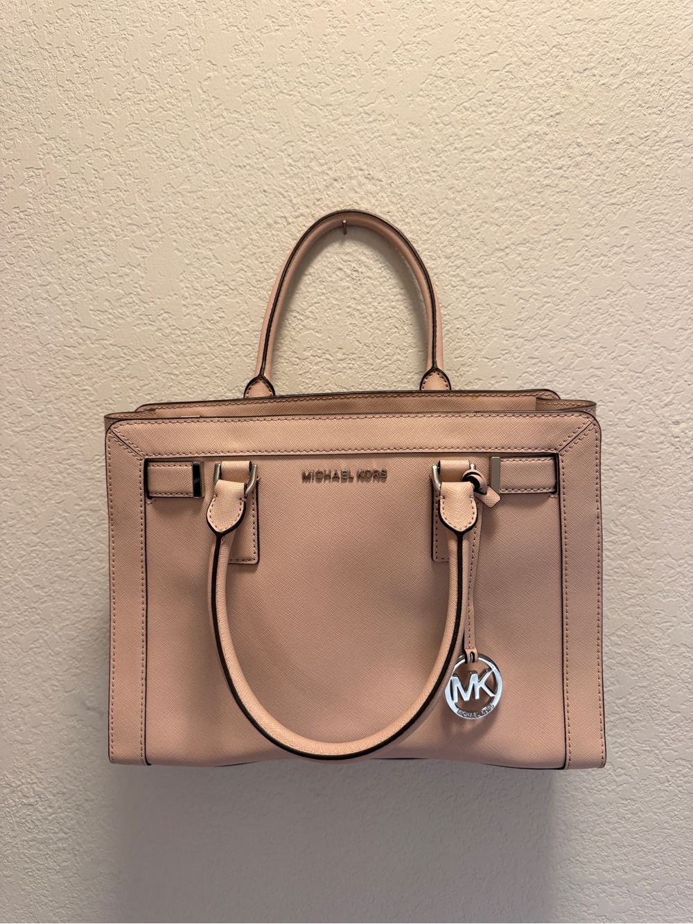 Michael Kors Blush Saffiano Leather Satchel with Crossbody Strap